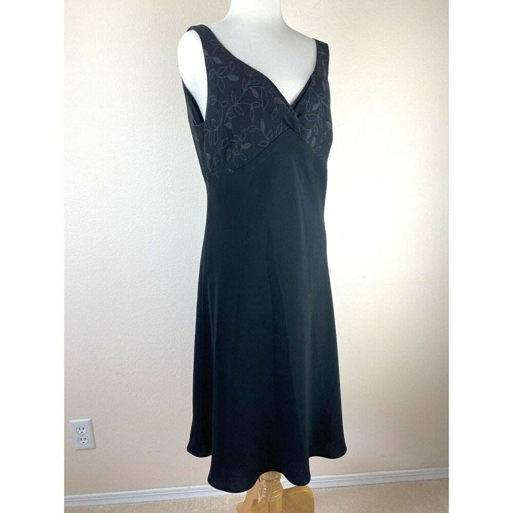 Evan Picone Metallic Silver Floral LBD Fit Flare Cocktail Dress 12 Holiday Glam